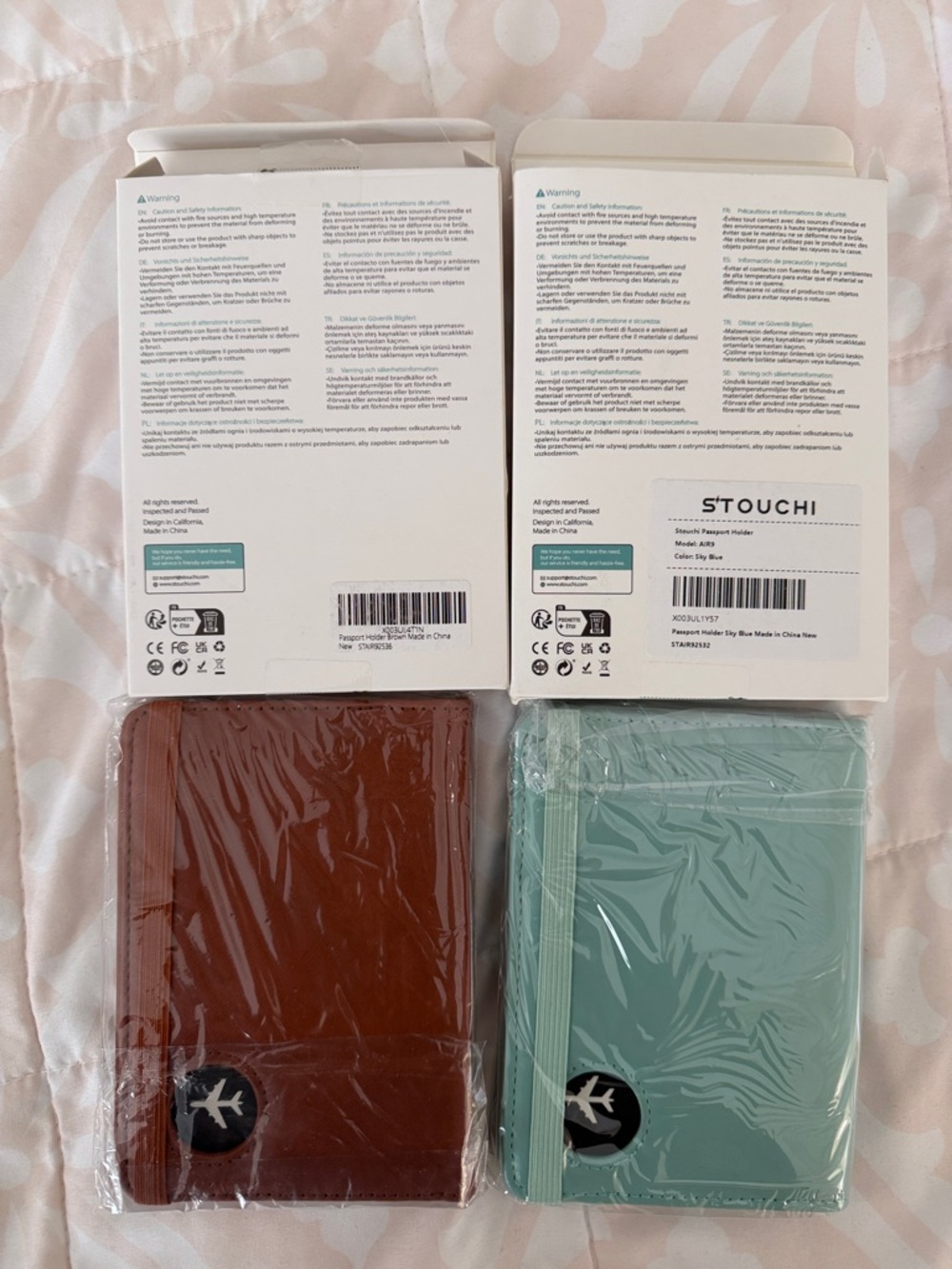 Passport Holder - Tan and Mint Travel Wallet Set - Picture 3 of 4